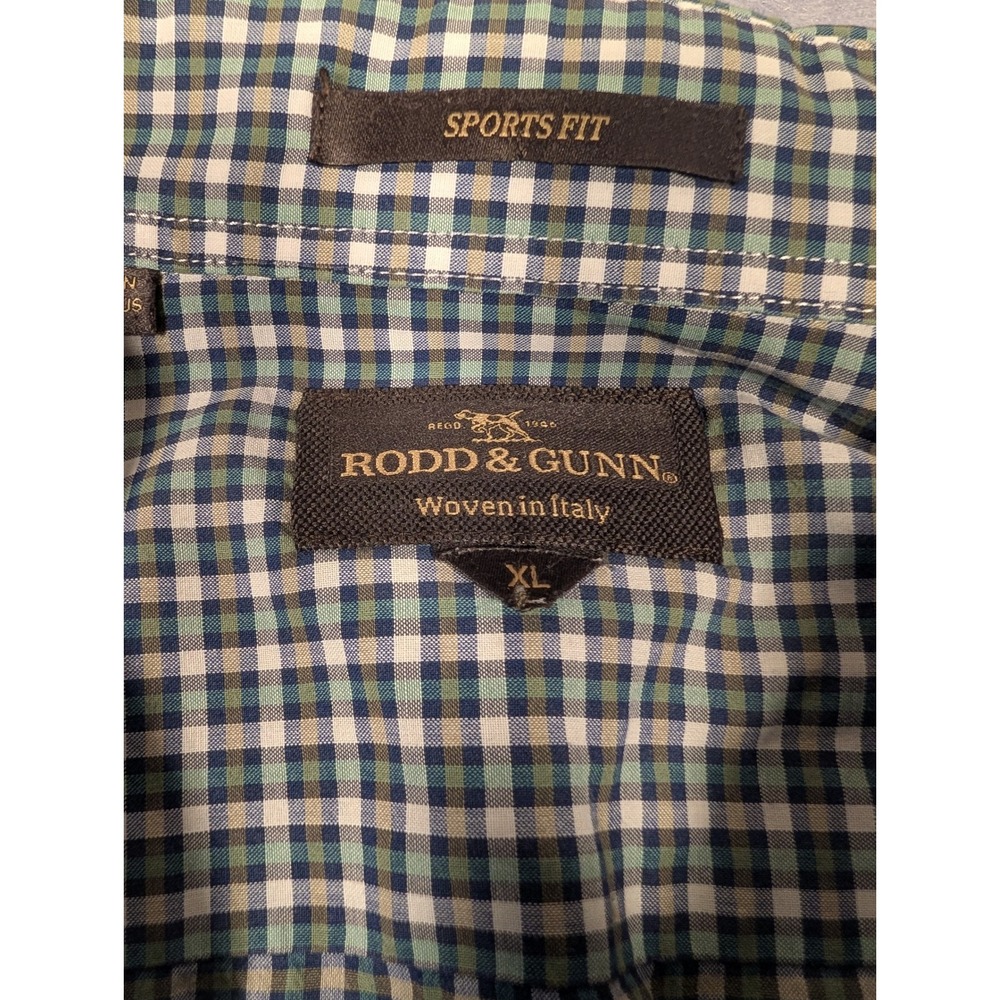 Rodd & Gunn Button‎ Down Shirt Mens XL Green Check Sports Fit Italian Fabric EX - Picture 2 of 11